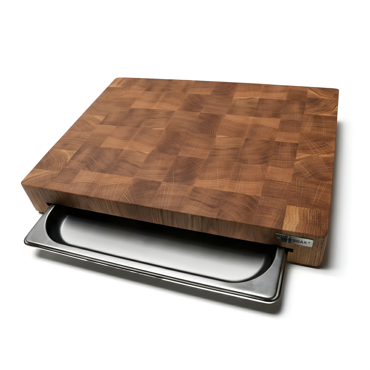 WHYSBAX Endgrain Schneidebrett aus Eiche – Handgefertigt, Antibakteriell, Rutschfest, optional mit Gastro-Behälter
