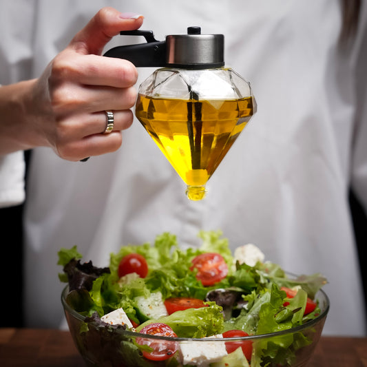 Diamant Glas Ölspender – Tropffreier Dispenser für Öl, Honig, Essig & Soßen (200 ml)