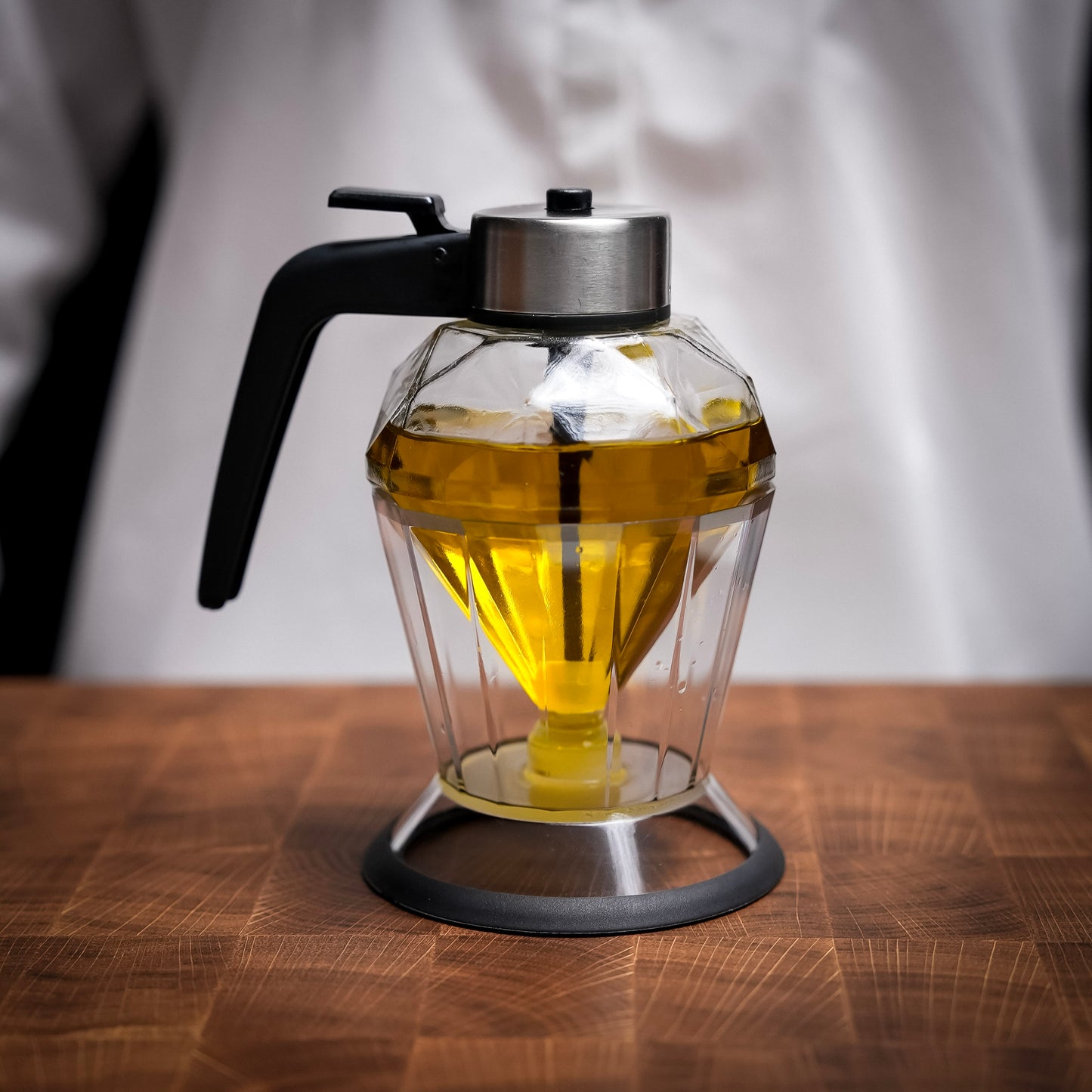 Diamant Glas Ölspender – Tropffreier Dispenser für Öl, Honig, Essig & Soßen (200 ml)