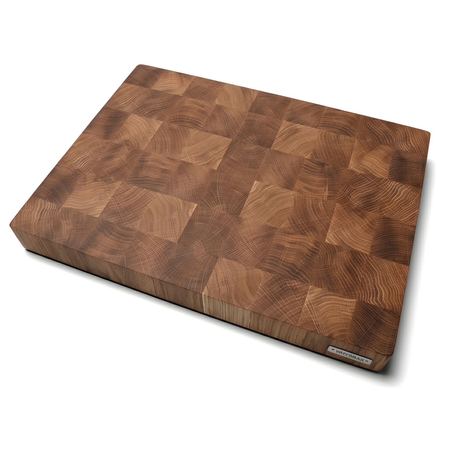 WHYSBAX Endgrain Schneidebrett aus Eiche – Handgefertigt, Antibakteriell, Rutschfest, optional mit Gastro-Behälter